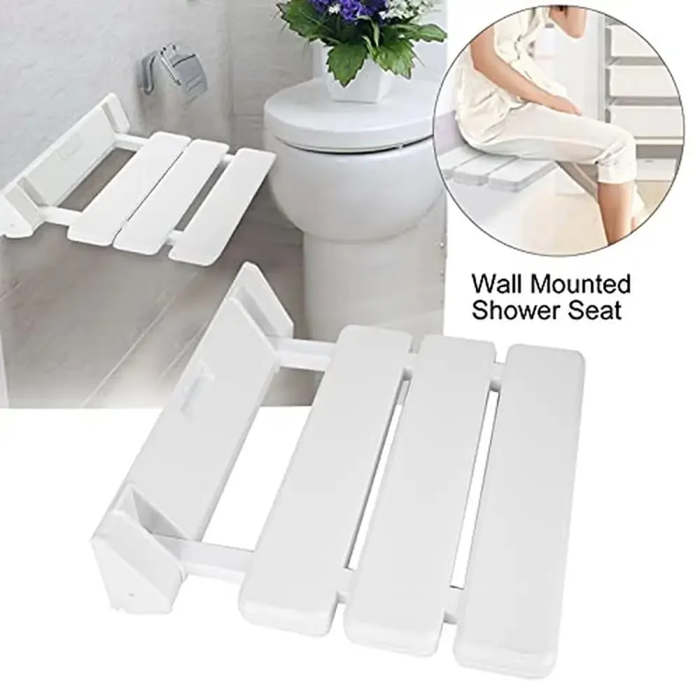 Folding Shower Seat Wall Mounted Non Slip Bathroom Stool Bathing Elderly Disabled Mobility Lightweight Durable Easy Install 2