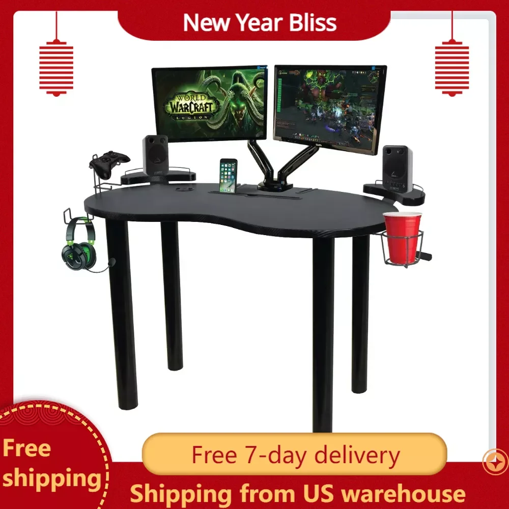 

Free Shipping Office Desks Black Study Desk Organizer Space-Saving Gaming Desk With Storage Table Computer Room Writing Bedroom