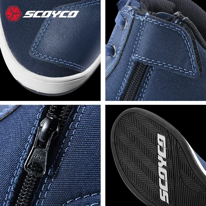 Men SCOYCO Motorcycle Riding Boots Racing Shoes Anti-Fall Breathable Fashion Casual Bicycle Non-slip Durable Motorbike Shoes