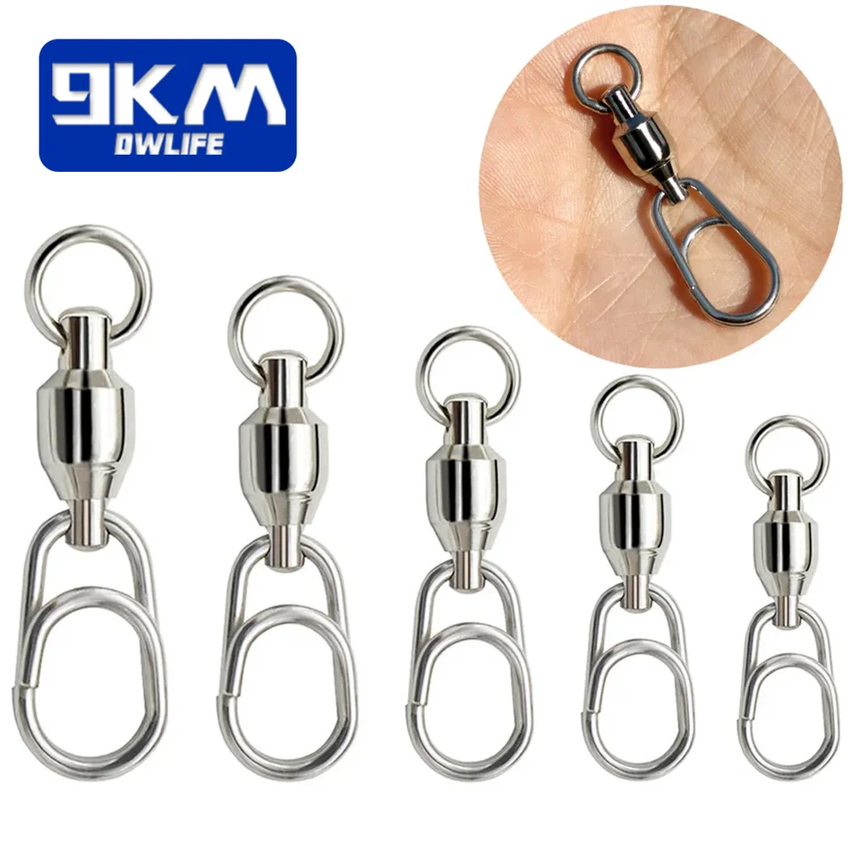 20Pcs Fishing Swivel Snap Ball Bearing Swivel Fishing Connector Snap Split  Ring Rolling Swivel Fast Snap Clip Fishing Tacke 0~6#