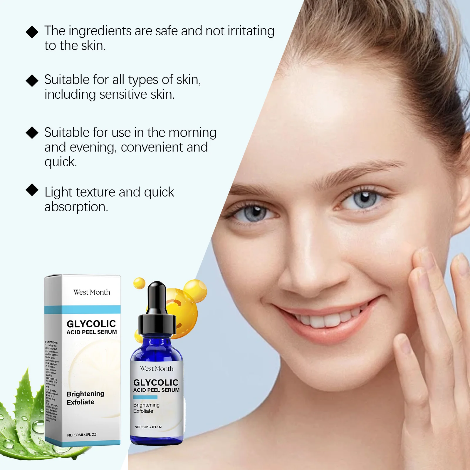 Glycolic Acid Peel Serum Exfoliating Minimizing Pores Reduce Acne Repair Moisturizer Brighten Nourish Whitening Beauty Skin Care 4