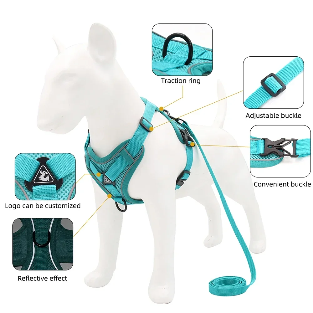 No Pull Dog Harness and Leash Set Adjustable Pet Harness Vest for Small Dogs Cats Reflective Dog Chest Strap Lead Walking pet harness leash set,pet harness set