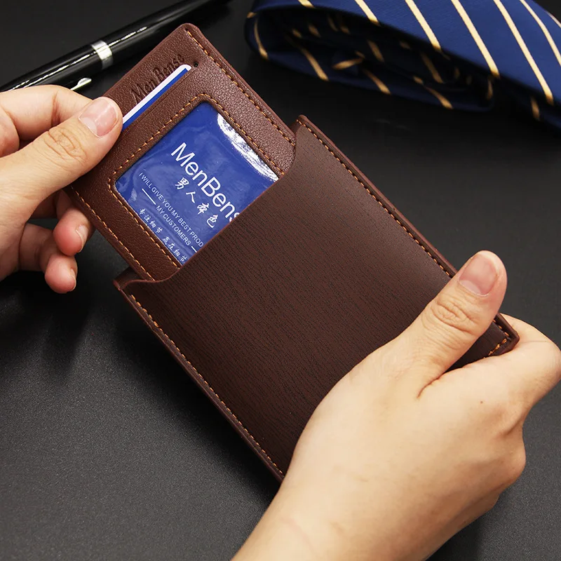 Leather Wallet Men's Short Multi-function Fashion Casual Draw Card Holder Bags