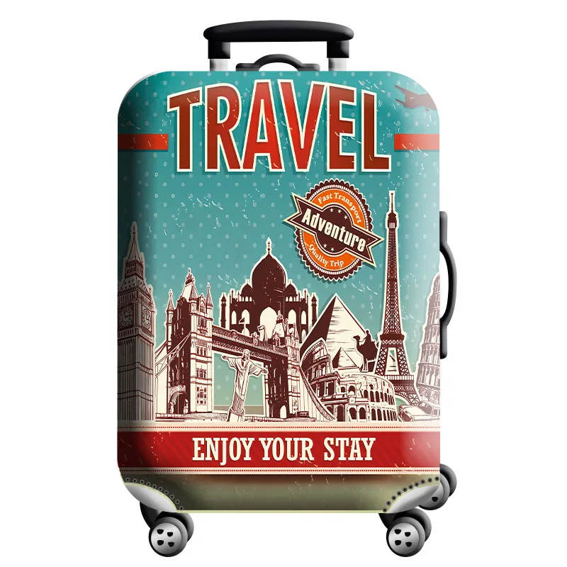 Funda protectora de equipaje con diseño de mapa del mundo, elástica y gruesa, con cremallera, para maletas de 18 a 32 pulgadas, fundas para carrito, accesorios de viaje