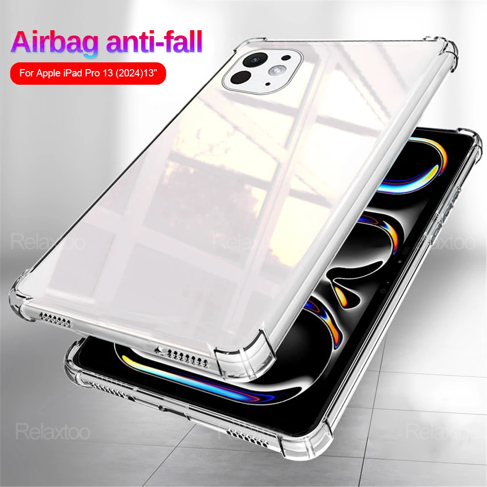 

For iPad Air 13 Pro 11 2024 Case Clear Airbags Armor Shockproof Cover For iPad Air 11 inch 13 6 6th 5th 7th Gen Protect Fundas