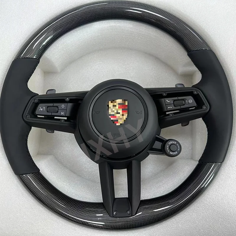 Volante de cuero de Alcantara personalizado, fibra de carbono autรฉntica, LED Interior para Porsche Macan Panamera Cayenne 718 911, nueva