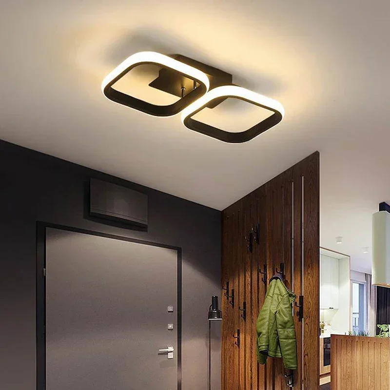 LED Modern Ceiling Light Black Round Square For Hallway Bedroom Living Room Staircase Corner Indoor Decorative Lighting Fixtures