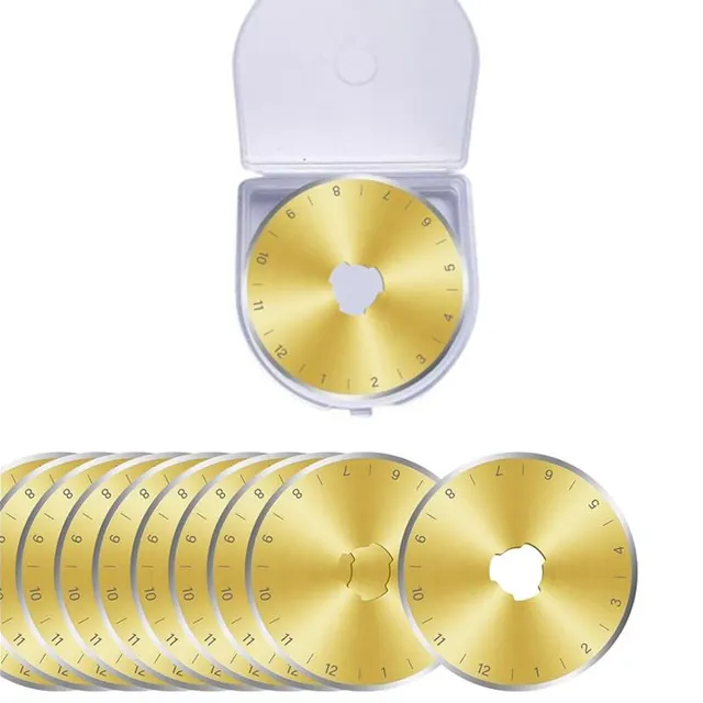 360 Digitizing Shop 45mm Titanium Coated SK5 Rotary Cutter Blades - 10 Pack for Quilting & Fabric