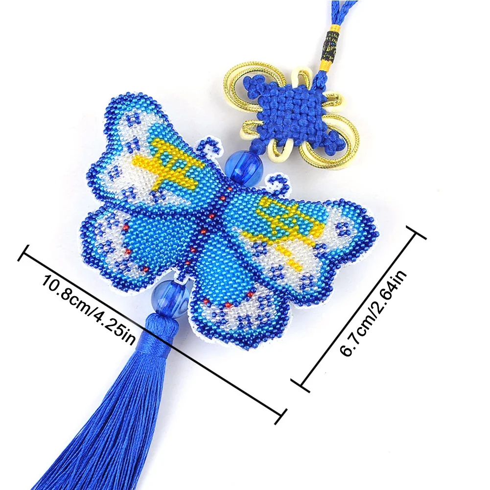 Butterfly Beaded Cross Stitch Making Kit Beaded Counted Cross Stitch Ornament Kit Bead Pendant for Adults Beginners