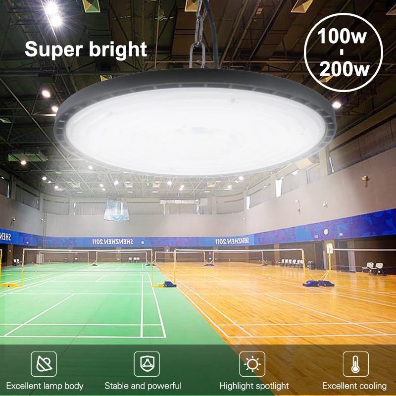High Bay Lights 100W 150W 200W UFO LED 220V 6000K Warehouse Garage Light Industrial Lighting