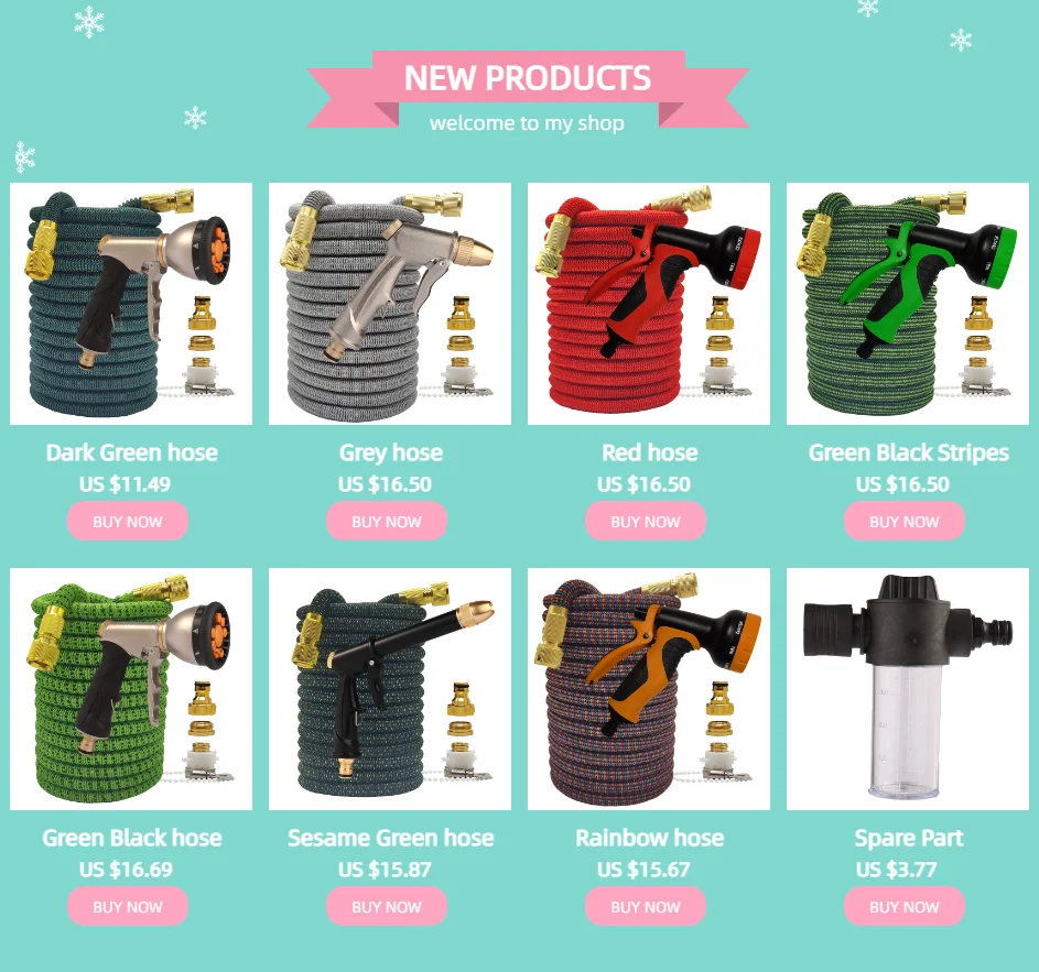 Description Picture 2 of itemFlexible Double Metal Connector 25-100FT Home and Garden Hose Expandable Magic High Pressure Green Pipes for House Farm Wash Car