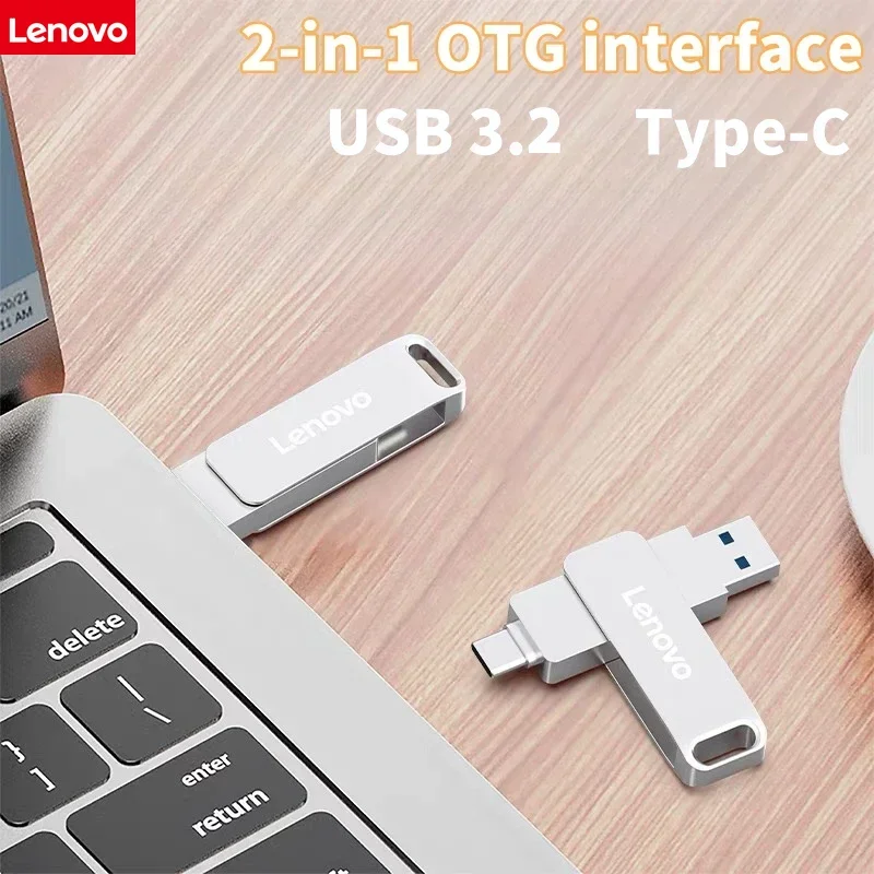 Lenovo Original 16TB USB Flash Drive USB 3.2 High Speed Transfer Metal Flash Type-c USB Memories 2-In-1 Memory Waterproof U Disk