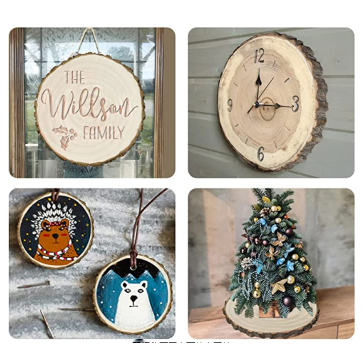 Wood Christmas Decorations Round Arts and Crafts Christmas Decorations Wood Center Decoration 10pcs/5pcs DIY Handmade Country Wedding Decoration
