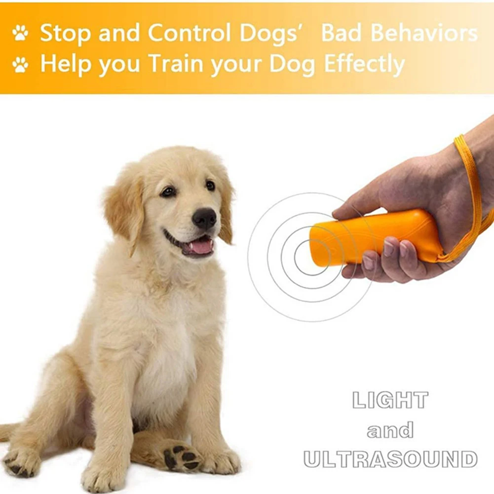 Dog Bark Deterrent Pet Bark Arrester 3 in 1 Dog Whistle Anti Barking Device Ultrasonic Dog Repeller Stop Barking Control Training Tool with Light
