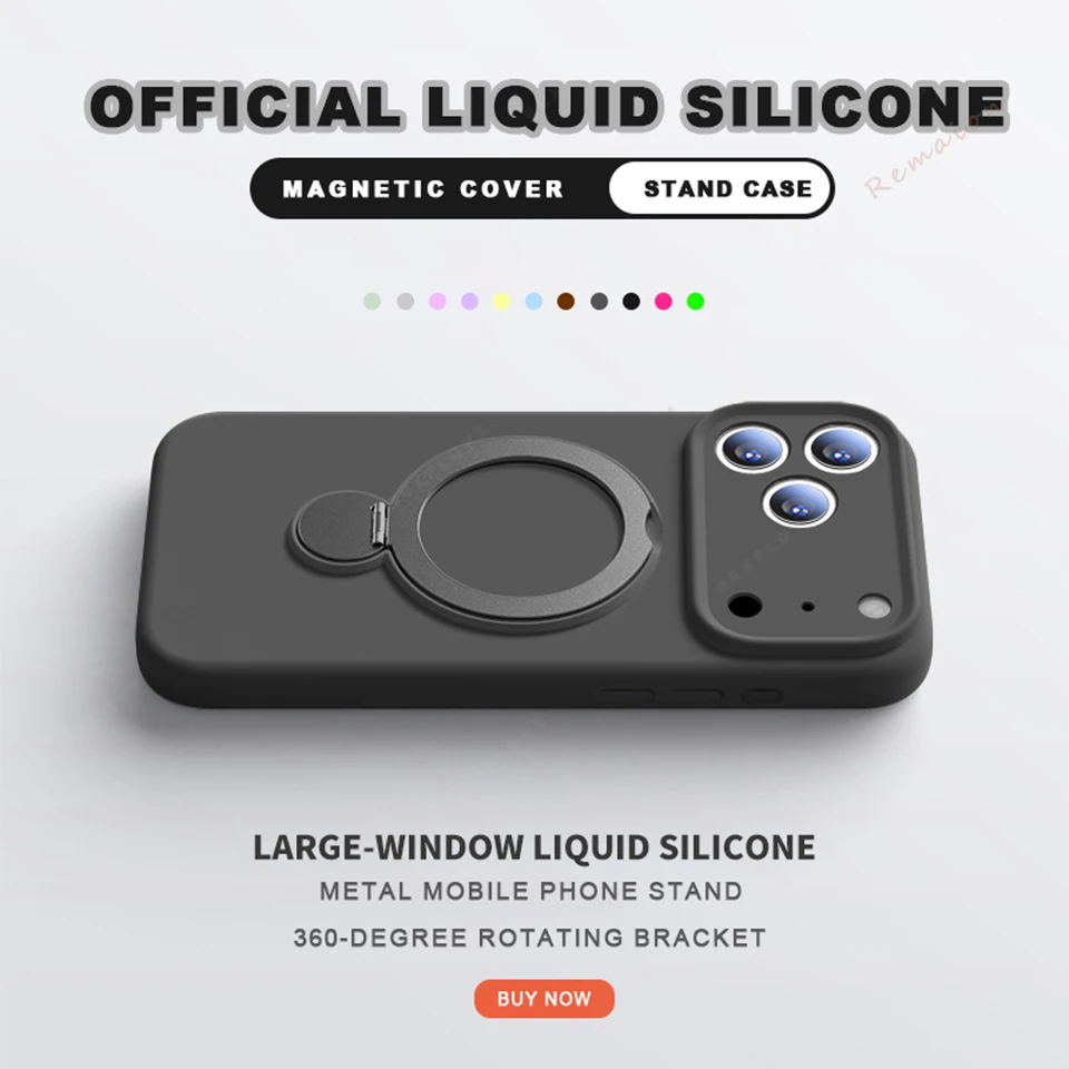 Magnetic Stand Liquid Silicone Phone Case with Magsafe Charging Holder