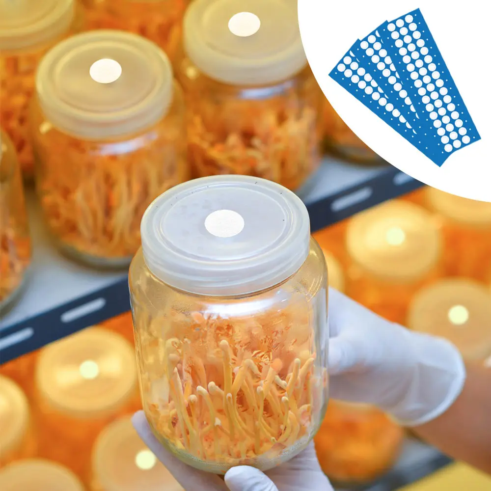 48PCS/Piece PTFE 0.2um waterproof breathable membrane paster synthetic filter adhesive sticker for mushroom tissue culture lid mushroom cultivation filter paper