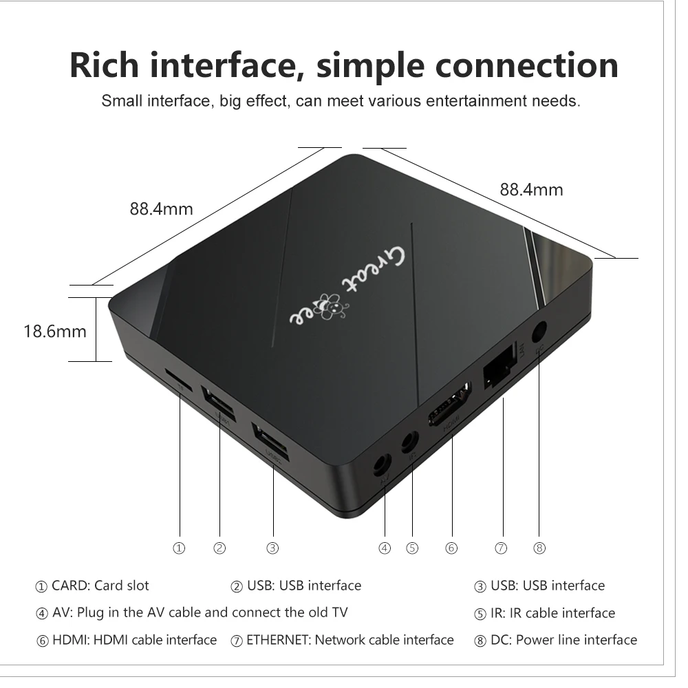 Great Bee New Arabic TV Box, Greatbee 2GB+16GB 2.4G & 5.0G Dual Wi-Fi Arab 4K Media Player Smart Set Top Boxes 4