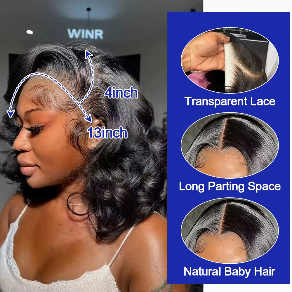 Loose Deep Wave Short Bob Wig 13x4 Body Wave Glueless Wig 100 Human Hair Brazilian 13x6 Hd Lace Frontal Wig For Women Preplucked 2