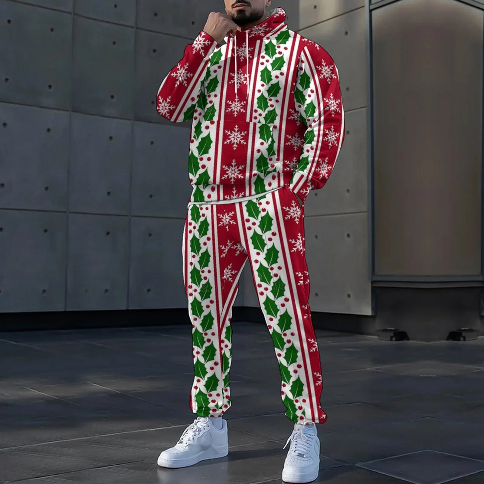 Männer frühling und herbst Europa und die Vereinigten Staaten neue Weihnachten 3D digitaldruck mit kapuze casual hoodie_voghion.com