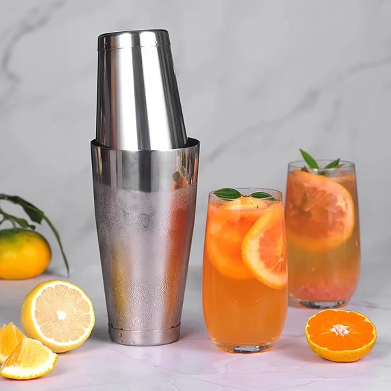 Description Picture 2 of item500/700ml Professional Boston Shaker Stainless Steel Cocktail Shaker Martini Boston Shaker For Bartender Tools Wine Mixer Set