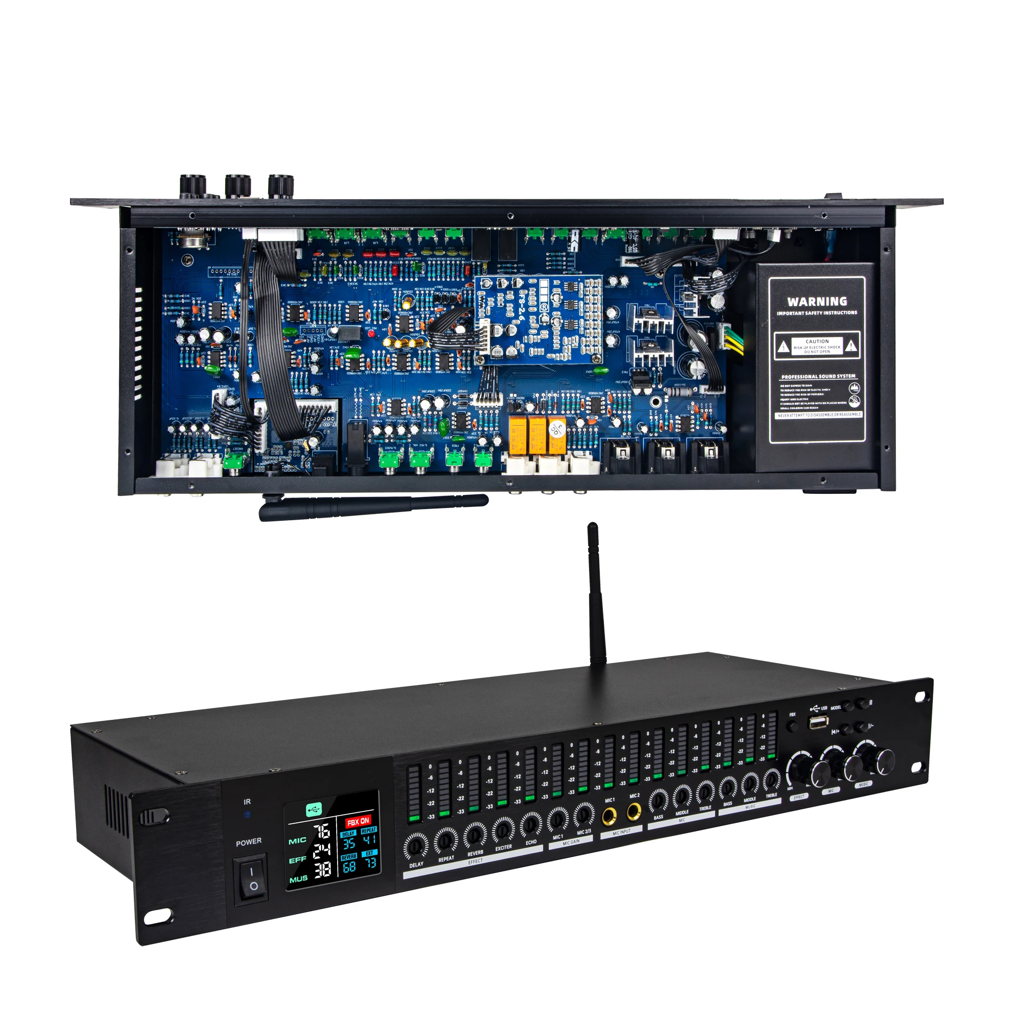 Professional KTV Audio Effects Processor DSP Bluetooth Anti-howling Equalization Pre-effector for Karaoke Stage Party