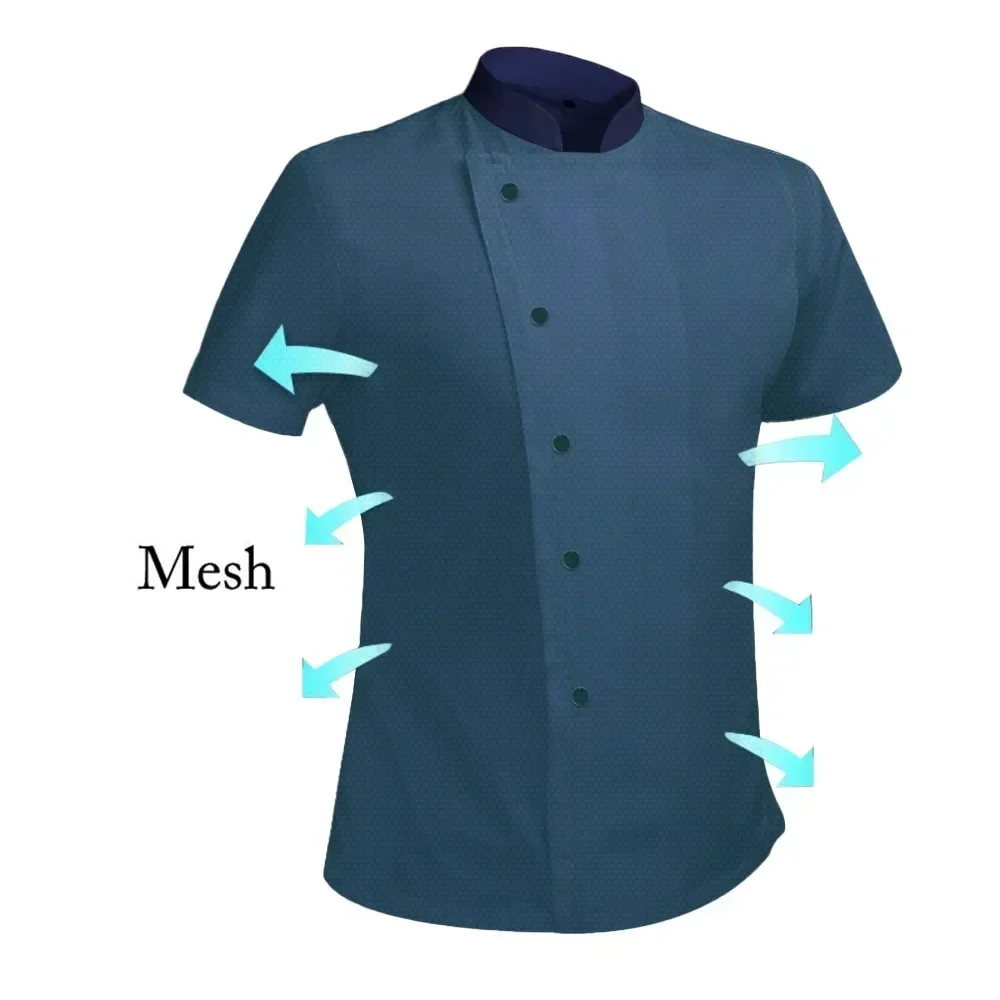 

Work Coats Kitchen Men Hotel Cooking Uniform Breathable And Overall Women Unisex Chef Short Mesh Catering Jackets