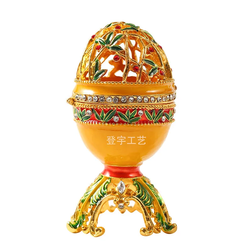 Exquisite Easter egg jewelry box, creative home decoration box ornaments enamel painted diamond metal arts and crafts gifts 5