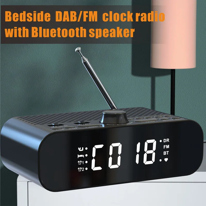 Двойной будильник DAB/FM-радио поддержка функции Bluetooth динамика светодиодный