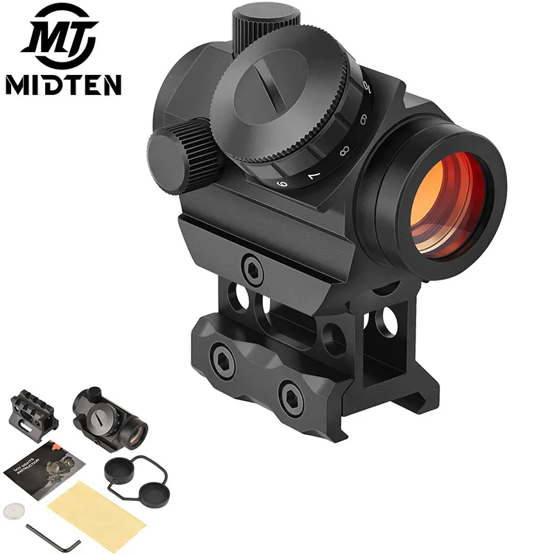 MidTen 2MOA 1x25mm Red Dot ReflexScope Sight Fit Rifle Waterproof Shockproof Fog-Proof with Mount Tactial