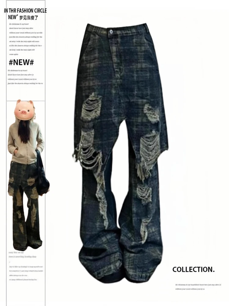 GETADME Women Dark Academia Gothic Jean Goblin Core Trashy Y2k Japanese Streetwear Denim Pants Trousers 2000s Baggy Grunge Chic Harajuku