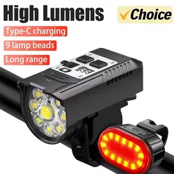 Ultra - Bright LED Bike Headlight - USB Rechargeable, Waterproof, Handlebar Light (With tail light)