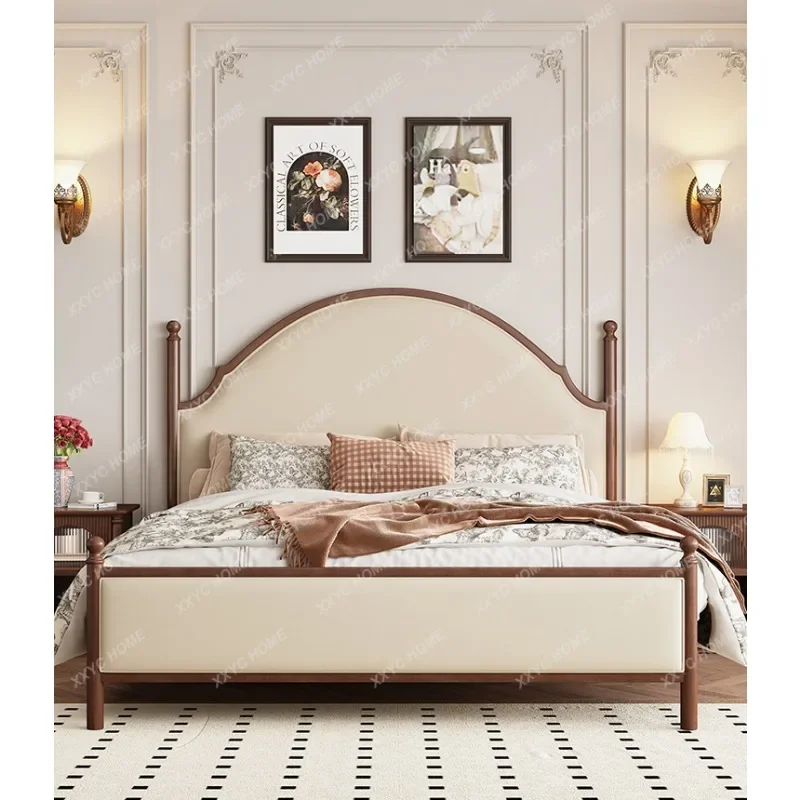 

Bread Bridge Double Bed French American Style Solid Wood Bed British Style Master Bedroom Retro High Back Bed