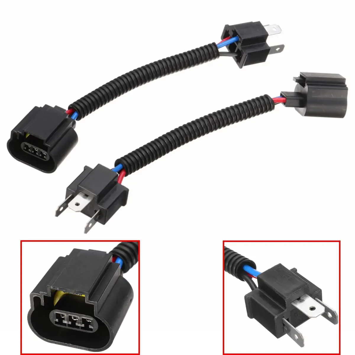 Pair LED Headlight H4 9003 Male to H13 9008 Female Socket Plug Connector Adapters Wire Harness For Ford/Dodge