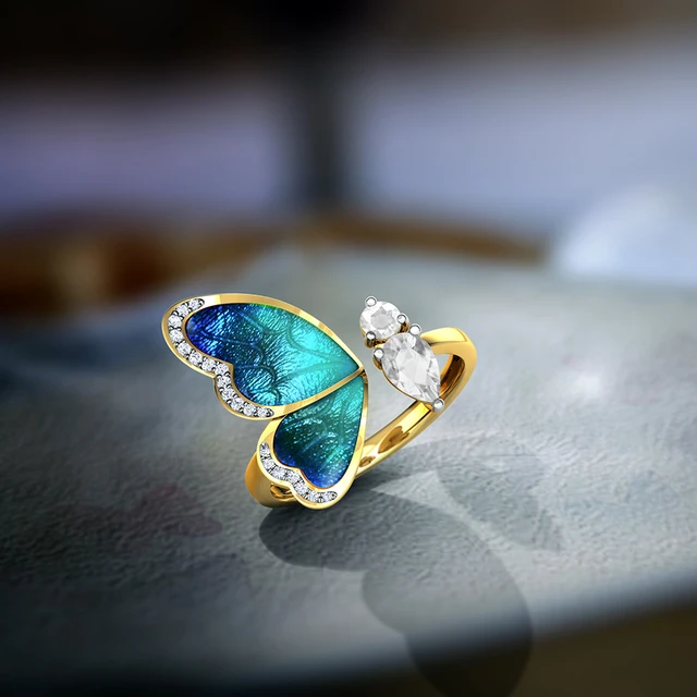 Chic Crystal Butterfly Ring – ArtGalleryZen