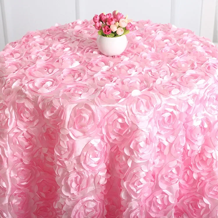 

Round Three-dimensional Rose Flower Tablecloth Table Cover Romantic Petal Table Cloth for Wedding Cake Table Banquet Decoration