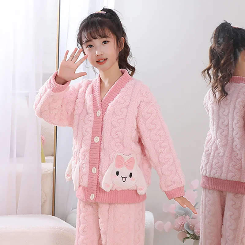 Sanrio Cinnamoroll Heat Pajamas for Children Home Clothing Stitch Girl Child Girl Kids Winter & Robe Sleepwear Children's Mother