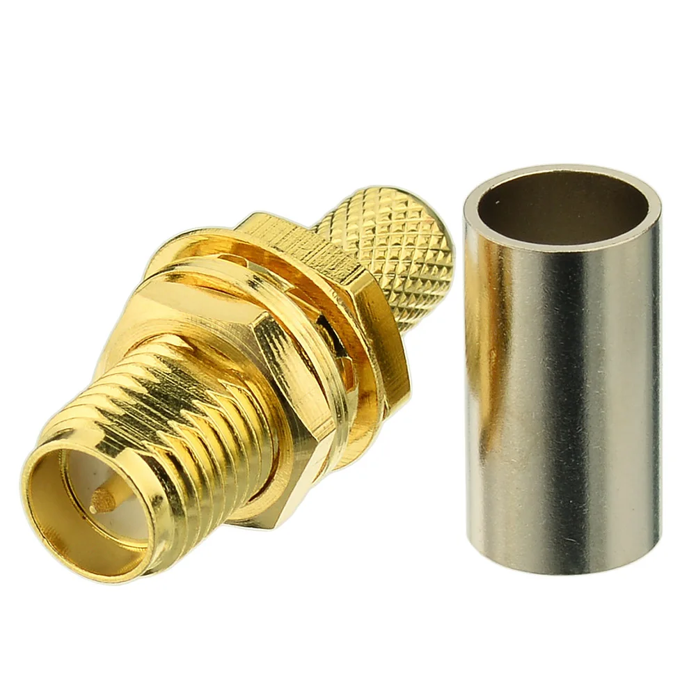 Superbat RP-SMA Crimp Female/Male Pin Bulkhead RF Coaxial Connector for RG59 LMR200 Cable - Electronic Component