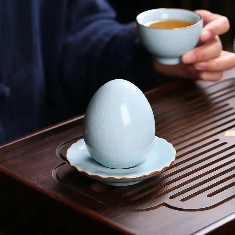 

Ruyao Egg Tea Pet Can Be Raised, Simple Household Small and Exquisite Table Decoration, Ru Porcelain Teaware, Tea Ceremony, Tea