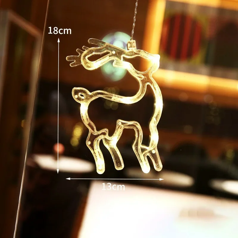 2 Stück LED-Lichterketten mit Saugnapf, Weihnachtsmann, Schneemann, Fensterbeleuchtung, Weihnachtsbaum-Dekoration_voghion.com