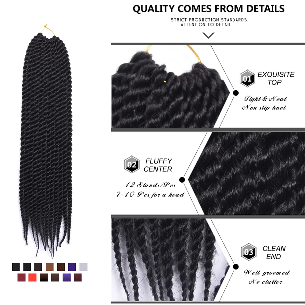 Leeons Synthetic Senegalese Twist Crochet Hair Extensions Braiding Hair Smooth And Supple Twist Braids 13 Colors Available