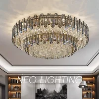 Lustre de plafond en cristal K9 minimaliste de luxe, lumière LED ronde moderne pour chambre à coucher, espace de vie 2