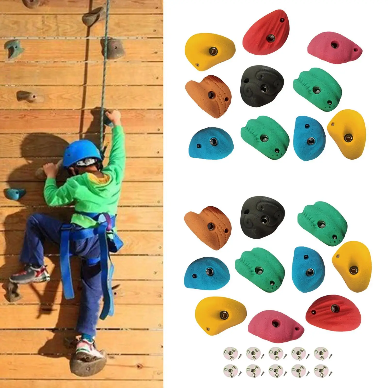10x Rock Climbing Holds Rock Wall Climbing Kit Rock Wall Grips for Tree Climbing Outdoor Climbing Tree House Course Training 4