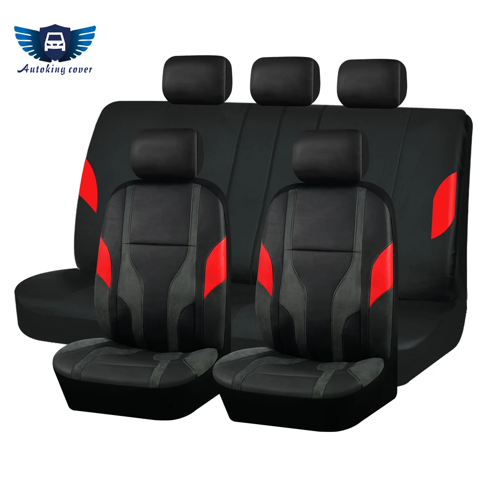 

Autoking Cover Universal Leather Car Seat Covers PU Leather With Suede Fabric Car Seat Cushion Fit For Most Car Suv Track Vans