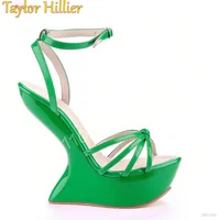 Sandales à plateforme de Style étrange, boucle à tête ronde, sandales d'été pour femmes, mode fête, Sexy, sangle à ongles, talon, chaussures à bout ouvert 5