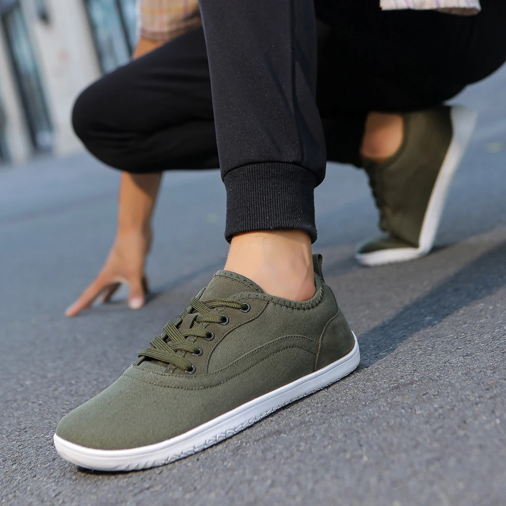 Men Minimalist Barefoot Shoes Women Wide Toe Zero Drop Sneakers Matte Artificial Leather Casual Lace Up Fashion Shoes 3