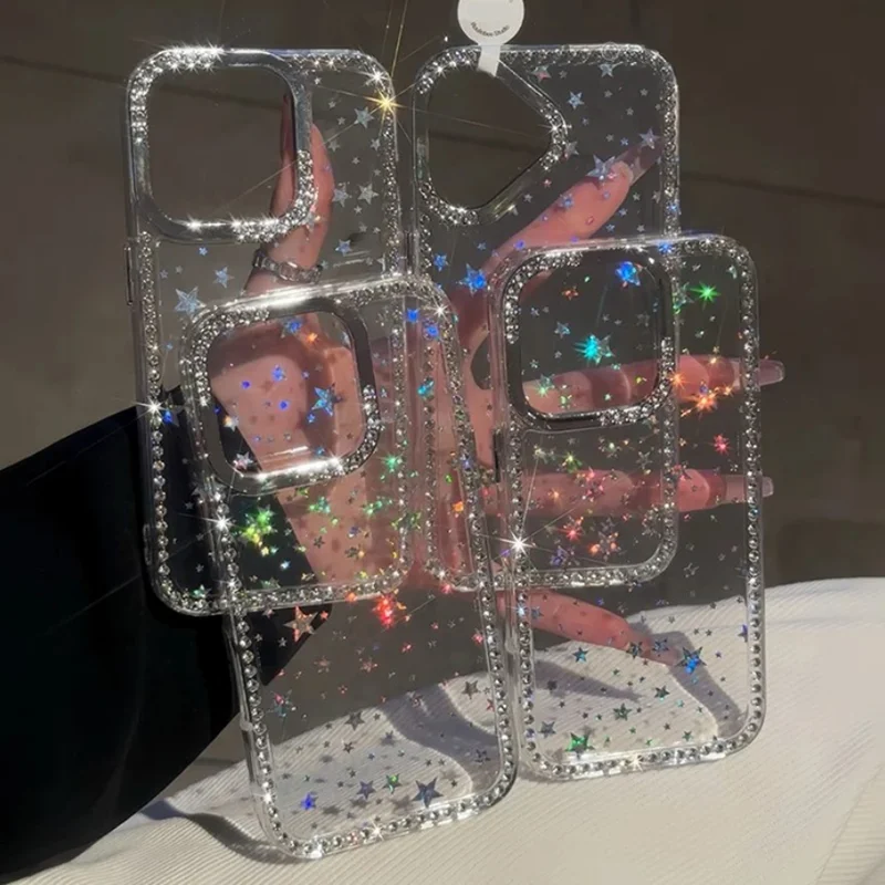 Luxury Diamond Star Glitter Bling Clear Shockproof Soft Bumper Phone Case