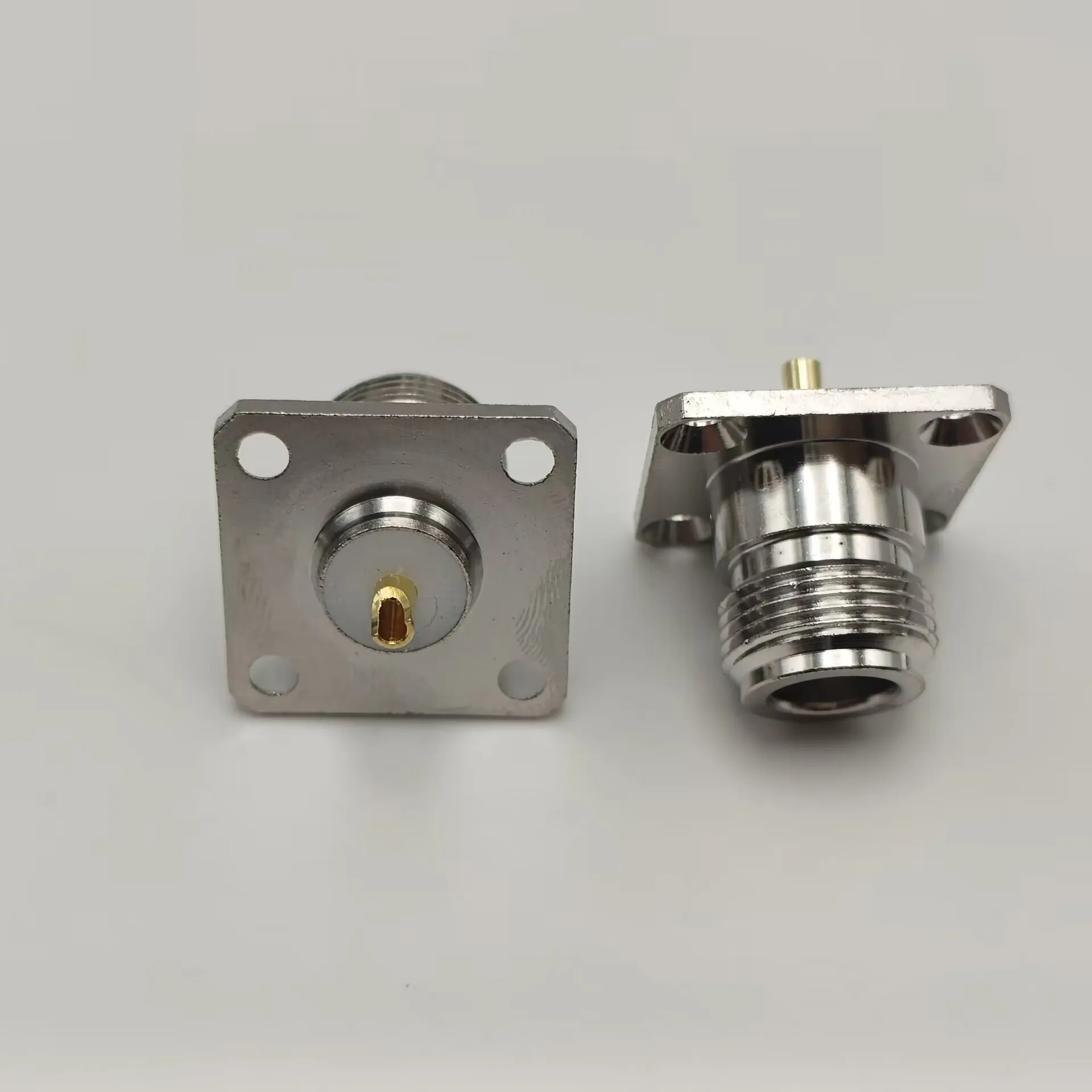 10PCS new Connector N female jack 4-hole 25.4mm flange solder panel mount straight RF Coaxial Adapter rf coaxial connector