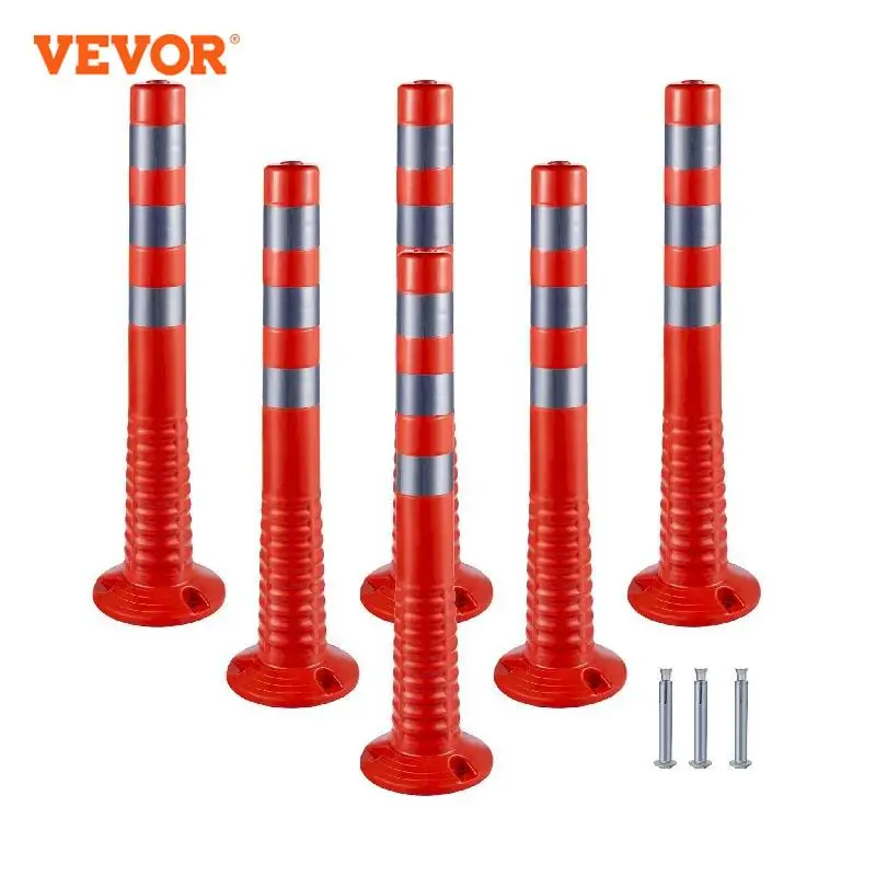 Flexible PU Traffic Delineator Posts Orange Reflective Road Cones