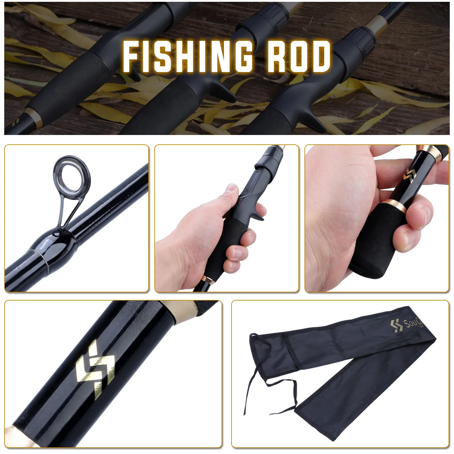 Ultra-light Carbon Five-section Luya Fishing Rod With Comfortable EVA Grip  Rod Handle