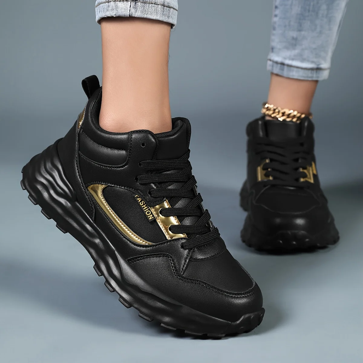 حذاء رياضي نسائي خفيف الوزن متوسط الجودة - حذاء جري كاجوال برباط، نعل حذاء إيفا غير قابل للانزلاق